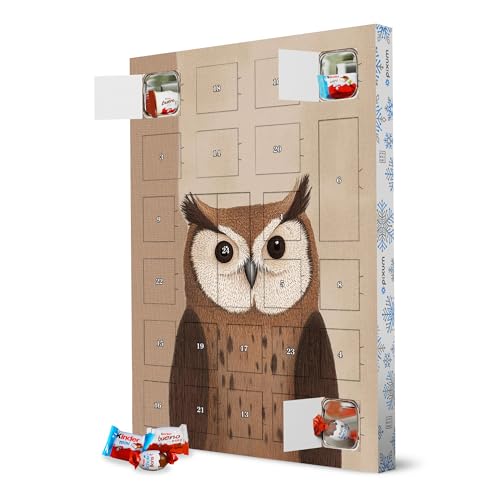 Adventskalender XXL mit Produkten von Kinder® Süße Braune Eule artboxONE Adventskalender Natur von artboxONE
