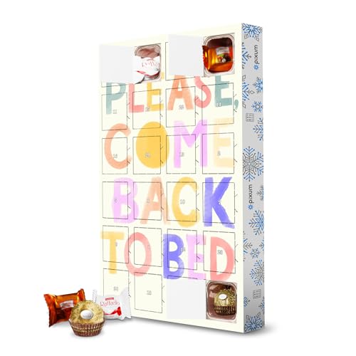 Adventskalender mit Pralinen von Ferrero Bitte komm zurück ins Bett artboxONE Adventskalender Typografie von artboxONE