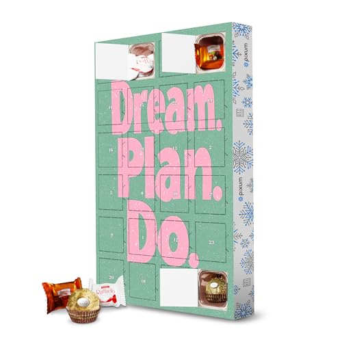 Adventskalender mit Pralinen von Ferrero Träume-Plane-machen, pinki artboxONE Adventskalender Typografie Adventskalender mit Pralinen von Ferrero Träume-Plane-machen, pinki artboxONE Adventskalender Typografie von artboxONE