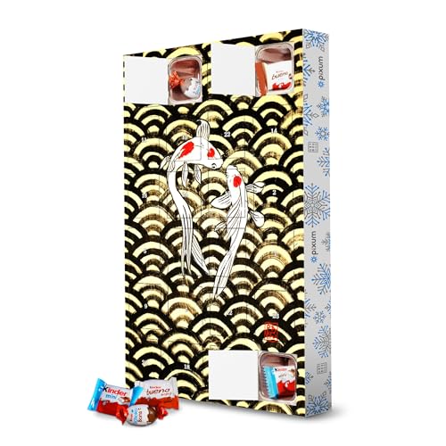 Adventskalender mit Produkten von Kinder® Koi auf Holz artboxONE Adventskalender Tiere von artboxONE