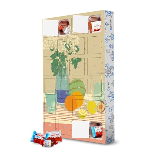 Adventskalender mit Produkten von Kinder® Zitrus Tisch mit Melone artboxONE Adventskalender Natur von artboxONE