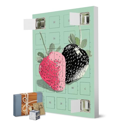 Adventskalender zum Selbstbefüllen Schwarz-pinke Erdbeeren artboxONE Adventskalender Natur von artboxONE
