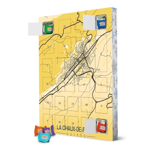 Nachhaltiger Adventskalender mit Tony's Chocolonely Stadt Karte La Chaux-de-Fonds artboxONE von artboxONE