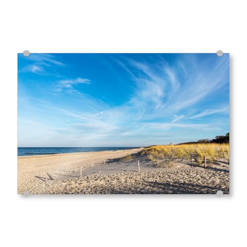 artboxONE Acrylglasbild 120x80 cm Natur Wolken, Düne, Strand, Ostsee Bild hinter Acrylglas - Bild küste buhne düne von artboxONE
