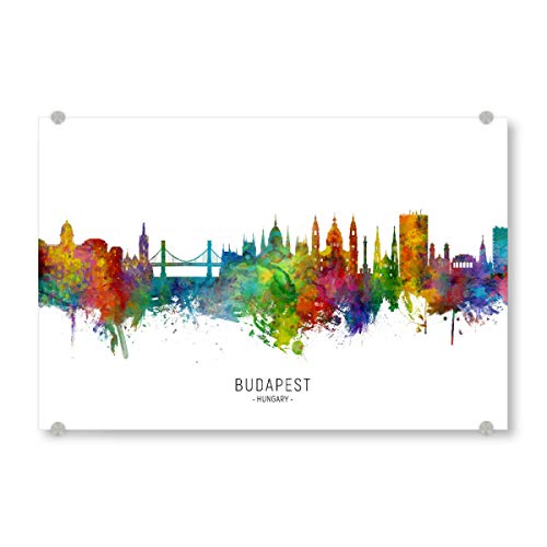 artboxONE Acrylglasbild 120x80 cm Städte/Budapest Budapest Hungary Skyline txt - Bild Budapest Cityscape Hungary von artboxONE