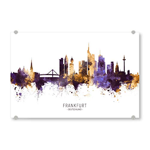 artboxONE Acrylglasbild 120x80 cm Städte/Frankfurt Frankfurt Skyline PurpleGold - Bild Frankfurt von artboxONE