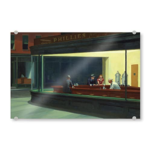 artboxONE Acrylglasbild 120x80 cm Städte Nighthawks Bild hinter Acrylglas - Bild Edward Hopper Architektur Buildings von artboxONE