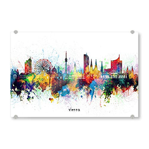 artboxONE Acrylglasbild 120x80 cm Städte Vienna Skyline Artistic Bild hinter Acrylglas - Bild Vienna Cities City von artboxONE