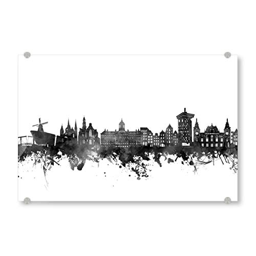 artboxONE Acrylglasbild 150x100 cm Städte Amsterdam Skyline Watercolor Black - Bild Amsterdam Holland Netherlands von artboxONE