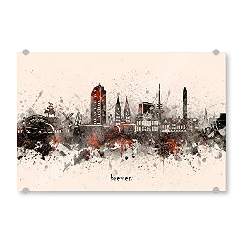 artboxONE Acrylglasbild 150x100 cm Städte Bremen Skyline Artistic beige - Bild Bremen beige Bremen von artboxONE