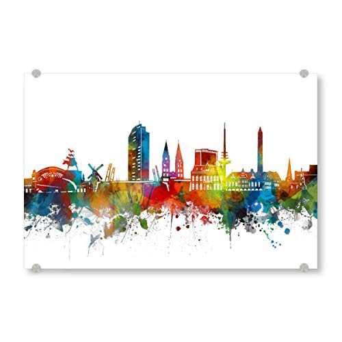 artboxONE Acrylglasbild 150x100 cm Städte Bremen Skyline Watercolor - Bild Bremen Bremen Bremen Skyline von artboxONE