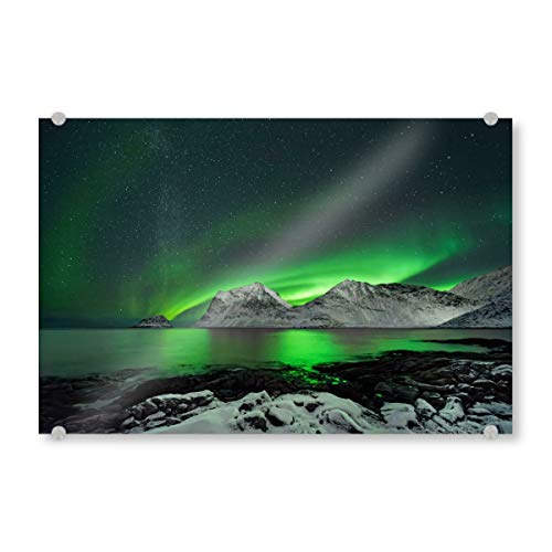 artboxONE Acrylglasbild 30x20 cm Natur Polarlicht an der Küste - Bild polarlicht Aurora Borealis Himmel von artboxONE