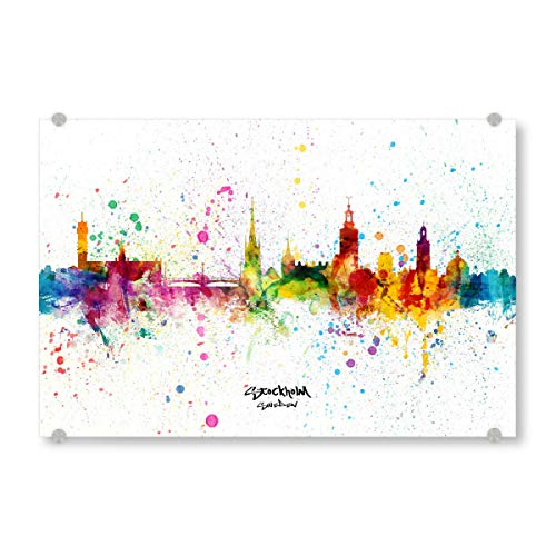 artboxONE Acrylglasbild 45x30 cm Städte Stockholm Sweden Skyline Splash - Bild Stockholm City Cityscape von artboxONE