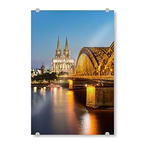 artboxONE Acrylglasbild 60x40 cm Städte/Köln EIN Sommerabend in Köln - Bild Köln Beleuchtung Deutschland von artboxONE