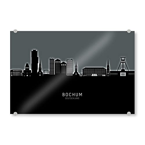 artboxONE Acrylglasbild 60x40 cm Städte Bochum Germany Skyline Glow White - Bild Bochum Bochum City von artboxONE
