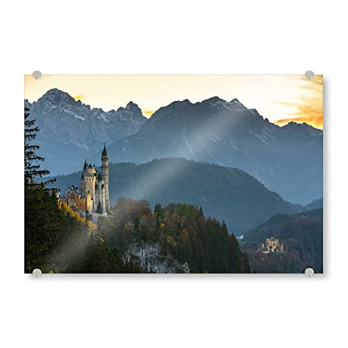 artboxONE Acrylglasbild 90x60 cm Natur Königsschlösser im Herbst Bild hinter Acrylglas - Bild Schloss Bayern Castle von artboxONE