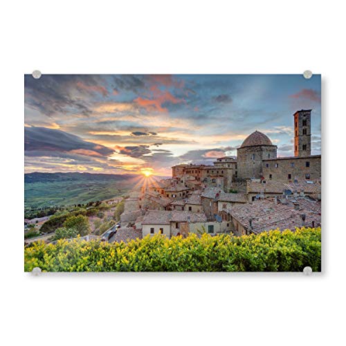 artboxONE Acrylglasbild 90x60 cm Städte Volterra in der Toskana Bild hinter Acrylglas - Bild volterra dächer häuser von artboxONE