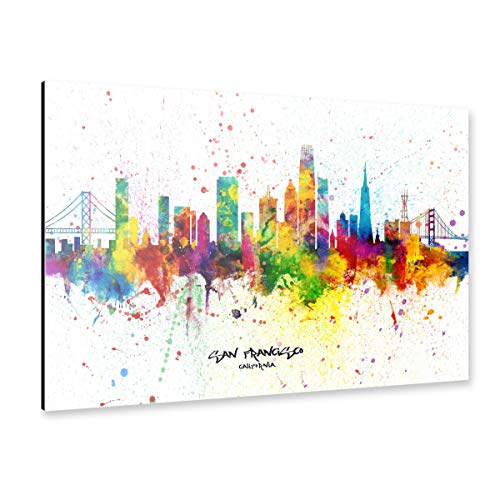 artboxONE Alu-Print 150x100 cm San Francisco Skyline Splash von Künstler Michael Tompsett von artboxONE