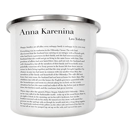 artboxONE Emaille Tasse Anna Karenina von Leo Tolstoi von Cristina Castro Moral - Emaille Becher Typografie von artboxONE