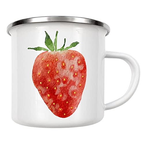 artboxONE Emaille Tasse Aquarell Erdbeerfrucht von DesignECShop - Emaille Becher Essen & Trinken/Obst & Gemüse von artboxONE