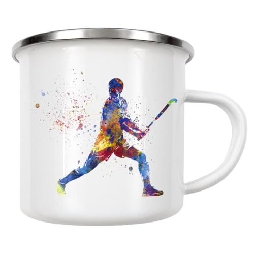 artboxONE Emaille Tasse Aquarell Feldhockey von Paul Rommer - Emaille Becher Abstrakt von artboxONE