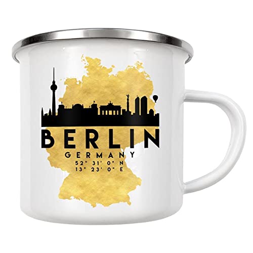 artboxONE Emaille Tasse Berlin Germany Skyline MAP Art von Emiliano Deificus - Emaille Becher Städte von artboxONE