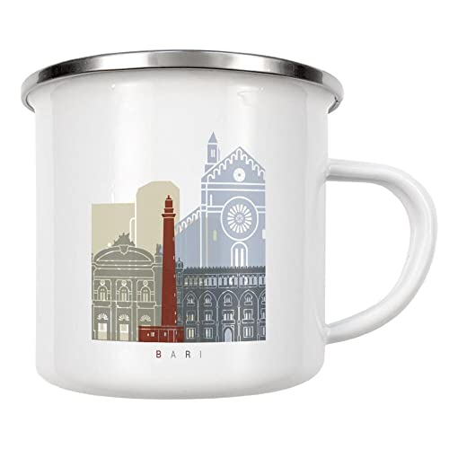 artboxONE Emaille Tasse Bari Skyline von Paul Rommer - Emaille Becher Städte von artboxONE