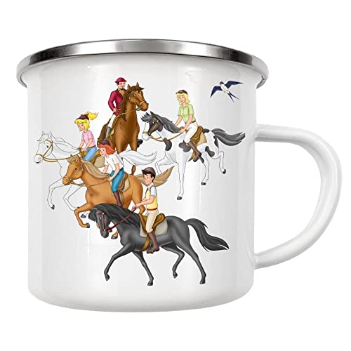 artboxONE Emaille Tasse Bibi, Tina und Freunde beim reiten von Bibi und Tina - Emaille Becher Natur von artboxONE