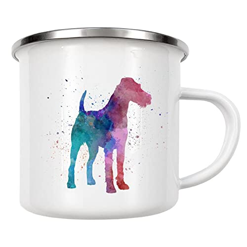 artboxONE Emaille Tasse Irish Terrier in Watercolor von Paul Rommer - Emaille Becher Tiere von artboxONE