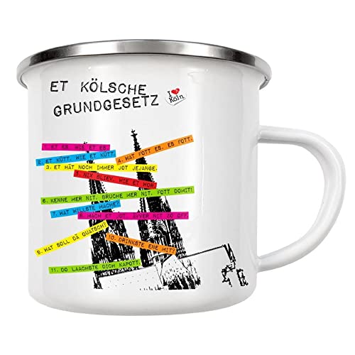 artboxONE Emaille Tasse KÖLSCHE GRUNDGESETZ von KoenigReich - Emaille Becher Städte/Köln von artboxONE