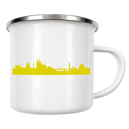 artboxONE Emaille Tasse Köln 06 Skyline Spring-Green Print Monochrome von 44spaces - Emaille Becher Städte von artboxONE