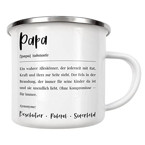 artboxONE Emaille Tasse Papa Definition Lexikon von Hafenkönigin - Emaille Becher Typografie von artboxONE