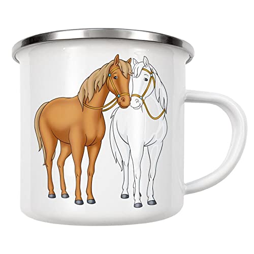 artboxONE Emaille Tasse Sabrina und Amadeus von Bibi und Tina - Emaille Becher Natur von artboxONE