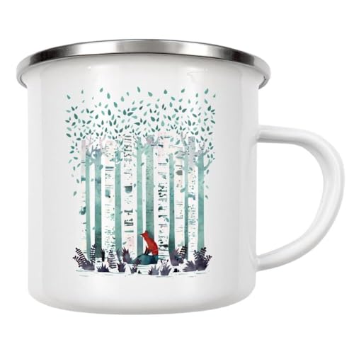 artboxONE Emaille Tasse The Birches von littleclyde - Emaille Becher Natur von artboxONE