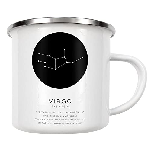 artboxONE Emaille Tasse Virgo Constellation von Cristina Castro Moral - Emaille Becher Typografie von artboxONE