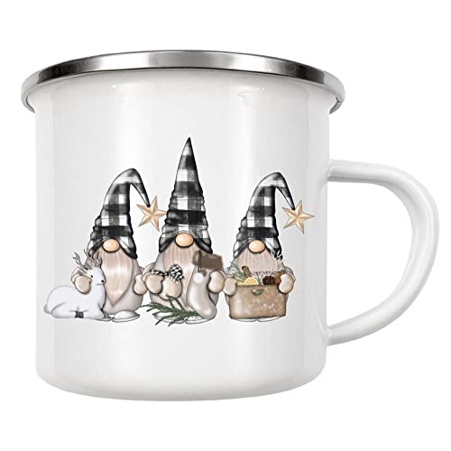 artboxONE Emaille Tasse Weihnachtskarierte Zwerge von Tanya Kart - Emaille Becher Weihnachten von artboxONE