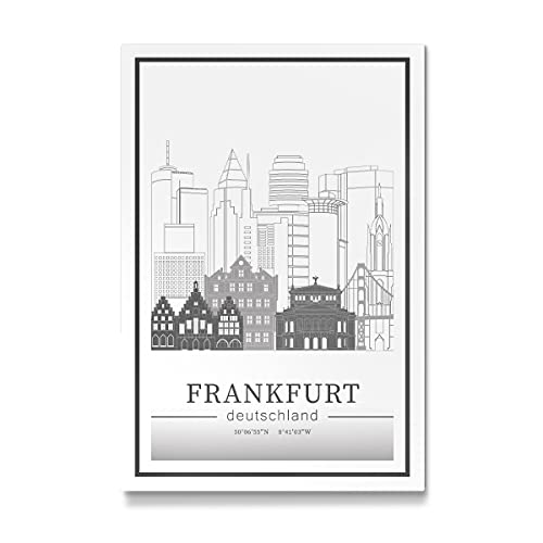 artboxONE Galerie-Print 30x20 cm Frankfurt Skyline line Art hochwertiges Acrylglas auf Alu-Dibond von GREENGREENDREAMS von artboxONE