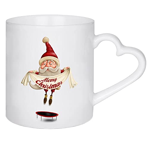 artboxONE Herztasse Santa Claus Jumping on Trampoline von GiordanoAita - Herztasse Festivals von artboxONE