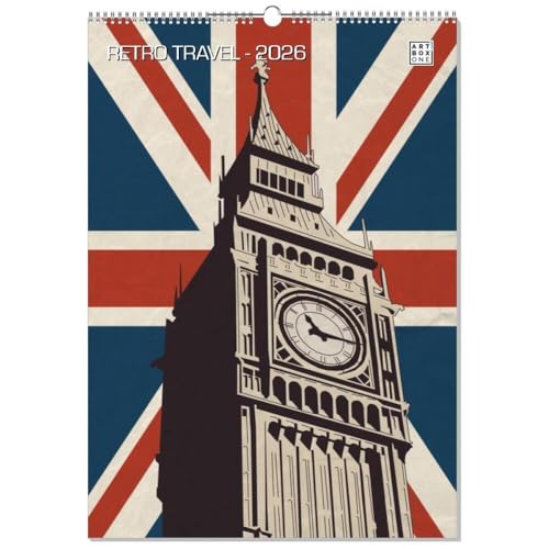 artboxONE Kalender 2026 RETRO TRAVEL Wandkalender A2 2026 Reise von artboxONE
