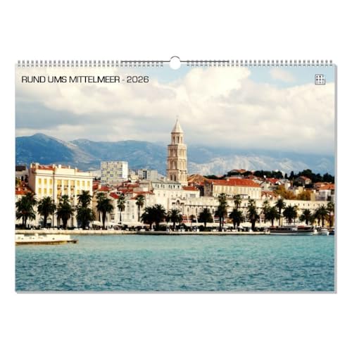 artboxONE Kalender 2026 RUND UMS MITTELMEER Wandkalender A2 2026 Reise/Strand und Meer von artboxONE