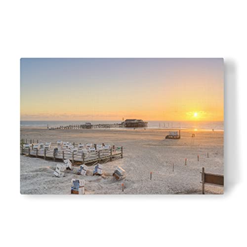 artboxONE Leinwand 120x80 cm Natur Sankt Peter-Ording Sonnenuntergang von Michael Valjak von artboxONE