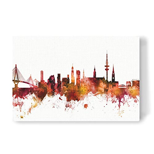 artboxONE Leinwand 120x80 cm Städte/Hamburg Hamburg Germany Skyline Red von Michael Tompsett von artboxONE