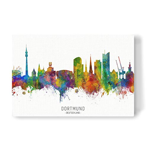 artboxONE Leinwand 120x80 cm Städte Dortmund Germany Skyline txt von Michael Tompsett von artboxONE