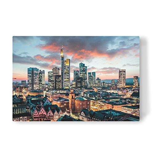 artboxONE Leinwand 120x80 cm Städte Frankfurt am Main Abendskyline von David Engel von artboxONE