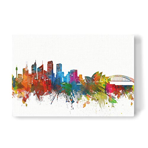 artboxONE Leinwand 120x80 cm Städte Sydney Skyline Watercolor von Bekim Mehovic von artboxONE
