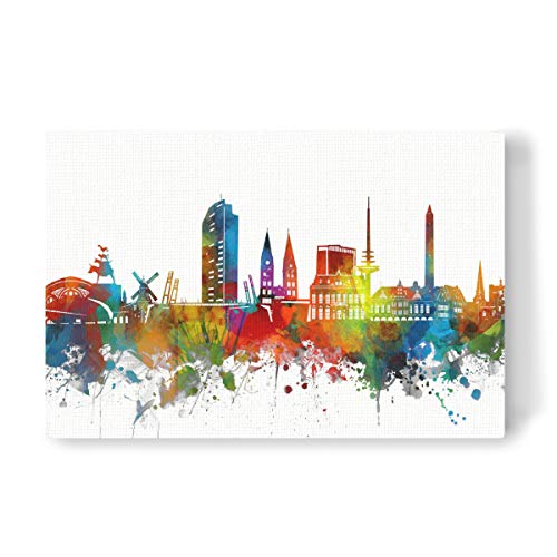 artboxONE Leinwand 60x40 cm Städte Bremen Skyline Watercolor von Bekim Mehovic von artboxONE