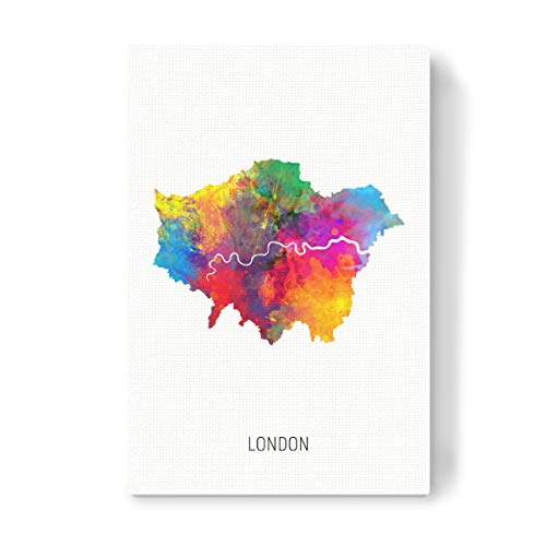 artboxONE Leinwand 90x60 cm Städte/London London Watercolor Map von Michael Tompsett von artboxONE