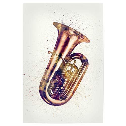 artboxONE Poster 120x80 cm Musik Tuba Abstract Watercolor - Bild Tuba Musikinstrument Tuba von artboxONE