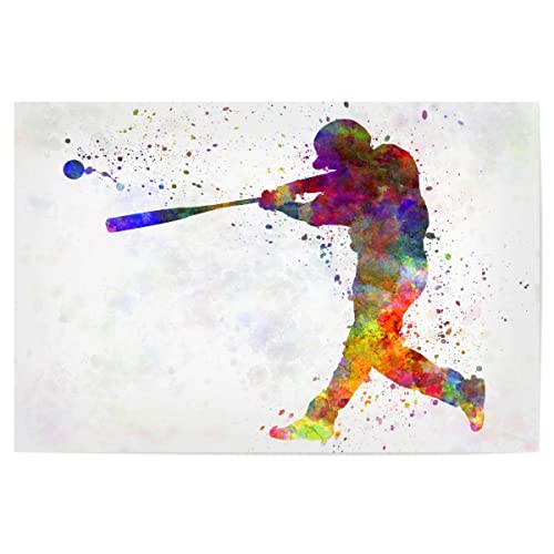 artboxONE Poster 120x80 cm Sport Watercolor Baseball hochwertiger Design Kunstdruck - Bild Baseball Baseball bat von artboxONE