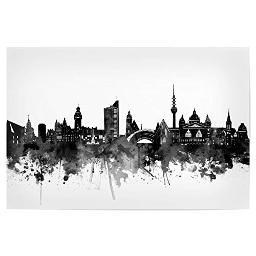 artboxONE Poster 120x80 cm Städte Leipzig Skyline Black - Bild Leipzig Black and White Cities von artboxONE